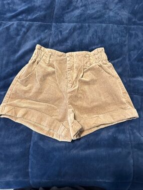 Cider Corduroy Paperbag High-Waist Shorts - Tan
